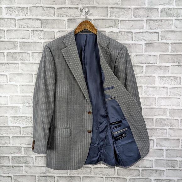SUITSUPPLY Men's Super 120s Wool by Guabello 2 blazer Jacket Gray striped sz 40 - Picture 1 of 7